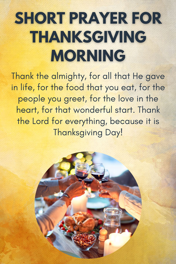Short Prayer for Thanksgiving morning